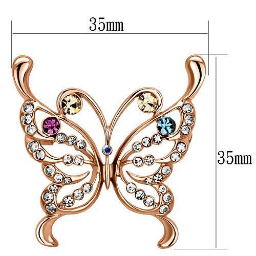 LO2794 Flash Rose Gold White Metal Brooch featuring top-grade multi-color crystals, elegantly designed for versatile wear.