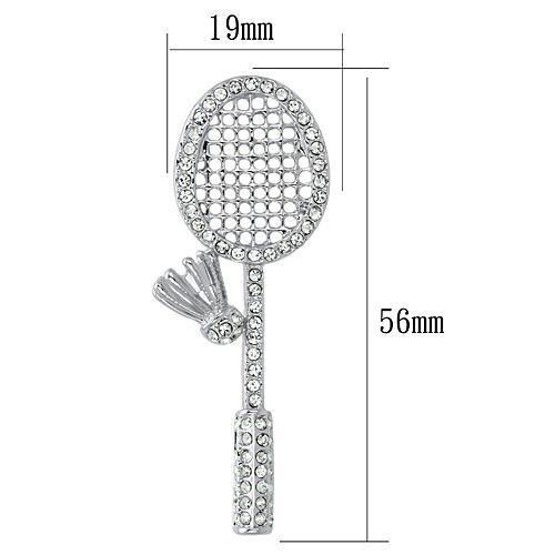 LO2823 Imitation Rhodium White Metal Brooch featuring a clear top-grade crystal centerpiece, elegantly designed for versatile wear.