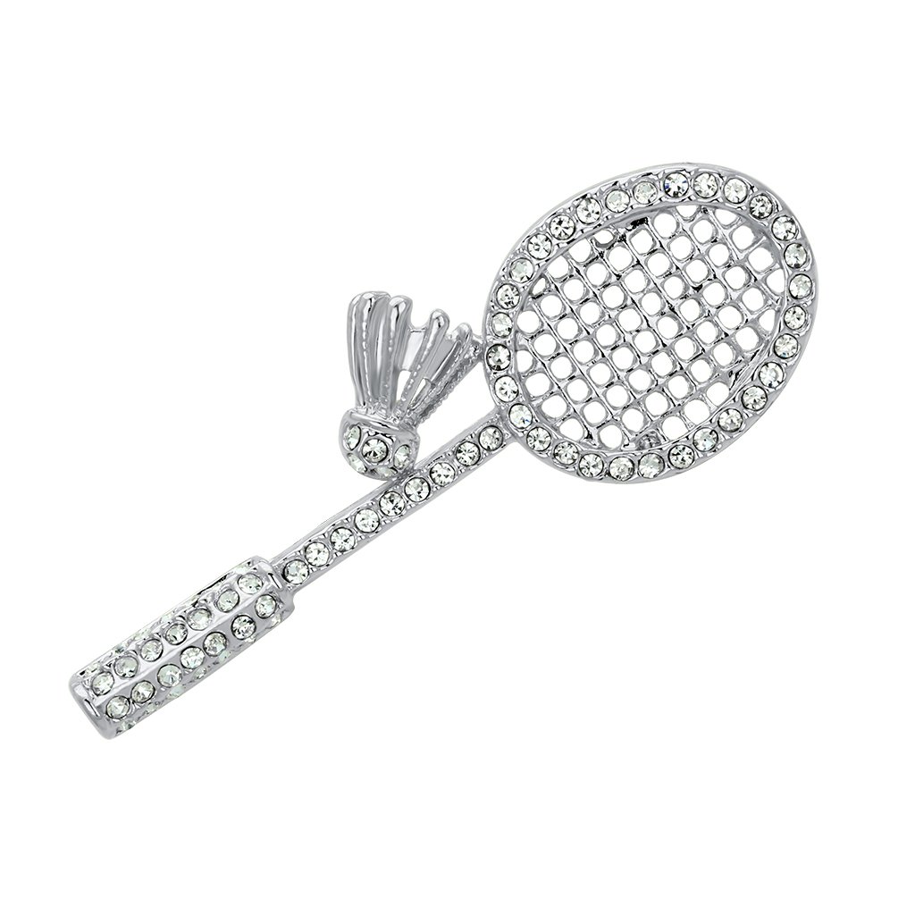 LO2824 Flash Gold White Metal Brooch featuring a clear top-grade crystal centerpiece, elegantly designed for versatile styling.