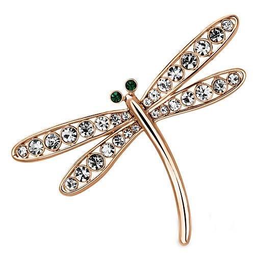 LO2826 Flash Rose Gold White Metal Brooch featuring a clear top grade crystal centerpiece, elegantly designed for versatile wear.