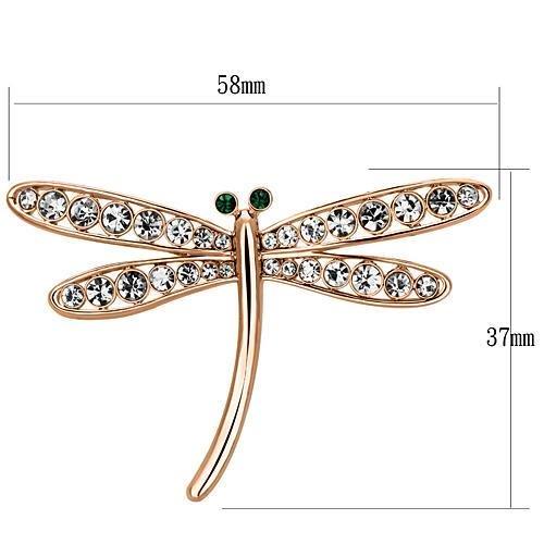 LO2826 Flash Rose Gold White Metal Brooch featuring a clear top grade crystal centerpiece, elegantly designed for versatile wear.