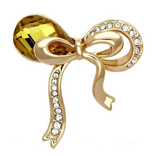 Flash Rose Gold White Metal Brooch featuring a topaz synthetic glass bead, elegantly designed for versatile fashion.