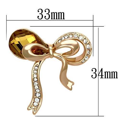 Flash Rose Gold White Metal Brooch featuring a topaz synthetic glass bead, elegantly designed for versatile fashion.