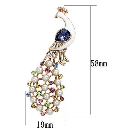 Elegant Flash Rose Gold White Metal Brooch adorned with sparkling top-grade multi-color crystals, showcasing exquisite craftsmanship.