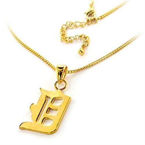 LO299 Gold Brass Chain Pendant with a minimalist design, featuring a luxurious gold finish and no center stone, perfect for any occasion.