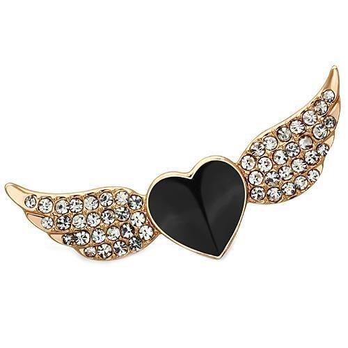 LO2909 Flash Rose Gold White Metal Brooch featuring top-grade multi-colored crystals, elegantly designed for stylish accessorizing.