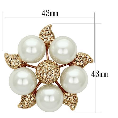 LO2928 Flash Rose Gold White Metal Brooch featuring a synthetic pearl, showcasing elegant design and quality craftsmanship.