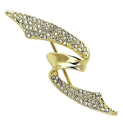 LO2940 Flash Gold White Metal Brooch featuring a clear top grade crystal, showcasing an elegant design suitable for various occasions.