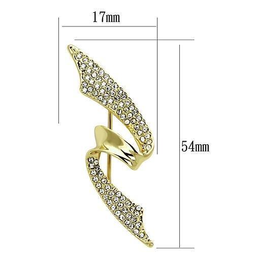 LO2940 Flash Gold White Metal Brooch featuring a clear top grade crystal, showcasing an elegant design suitable for various occasions.