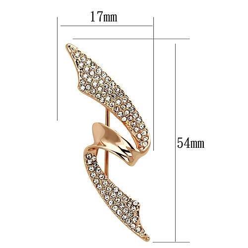 LO2941 Flash Rose Gold White Metal Brooch featuring a top-grade clear crystal centerpiece, elegantly designed for stylish accessorizing.