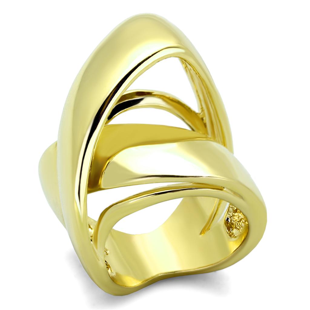 LO3192 Gold Brass Ring with a smooth finish, showcasing its elegant design without any stones.