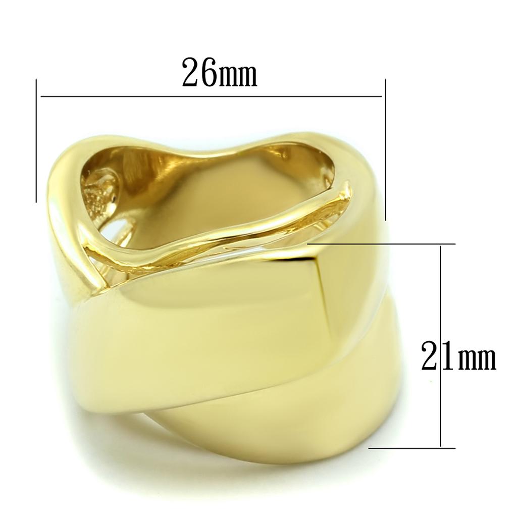 LO3192 Gold Brass Ring with a smooth finish, showcasing its elegant design without any stones.