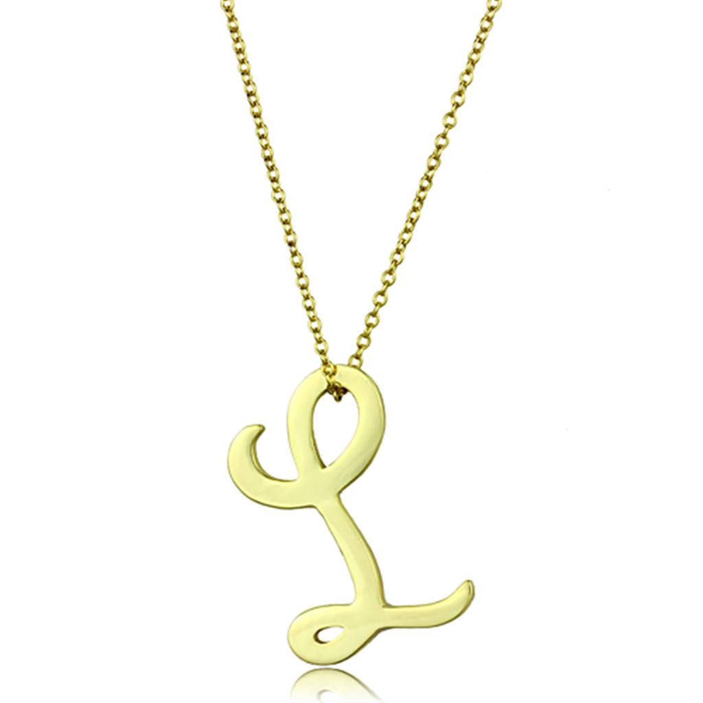 Gold brass chain pendant with a minimalist design, featuring a smooth finish and no stone embellishments.