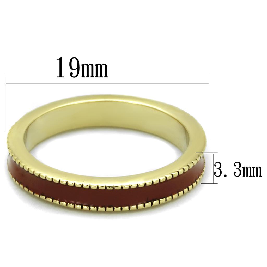 LO3551 Gold Brass Ring featuring a brown epoxy stone, elegantly designed for stylish wear.