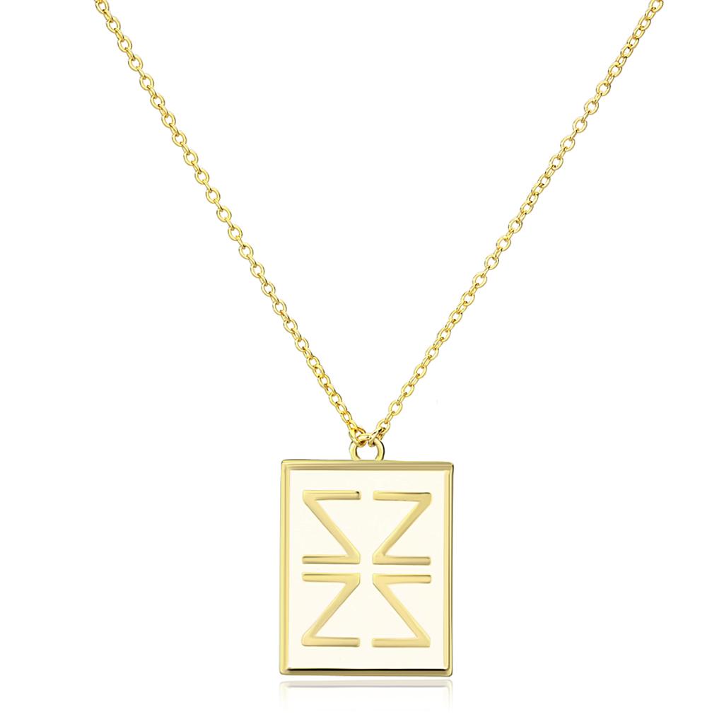 Gold brass chain pendant featuring a white epoxy center stone, elegantly designed for versatile wear.