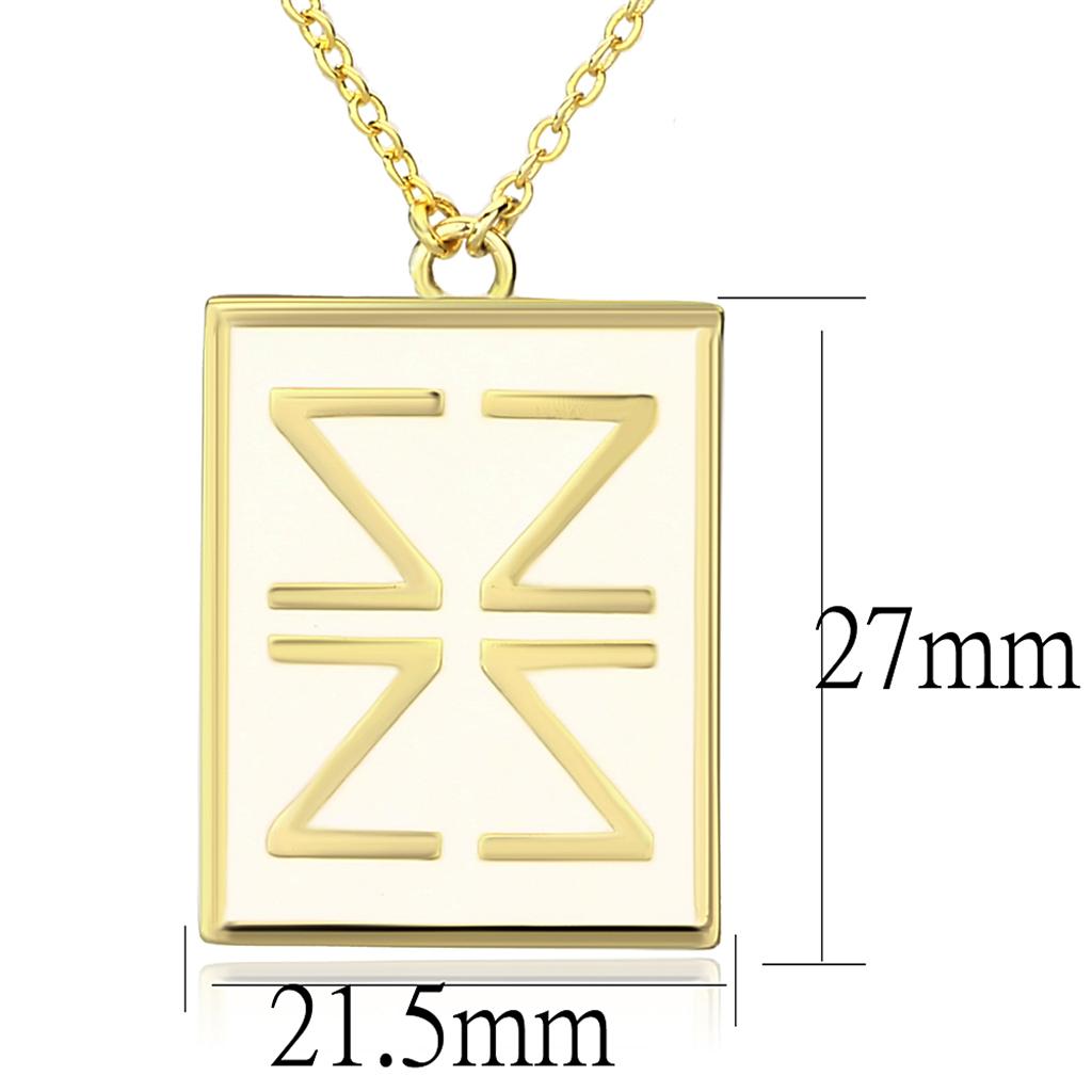 Gold brass chain pendant featuring a white epoxy center stone, elegantly designed for versatile wear.