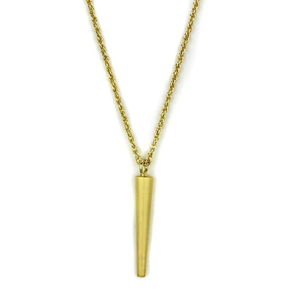 LO3710 Gold & Brush Brass Chain Pendant, featuring a minimalist design with no stone, showcasing its elegant finish.