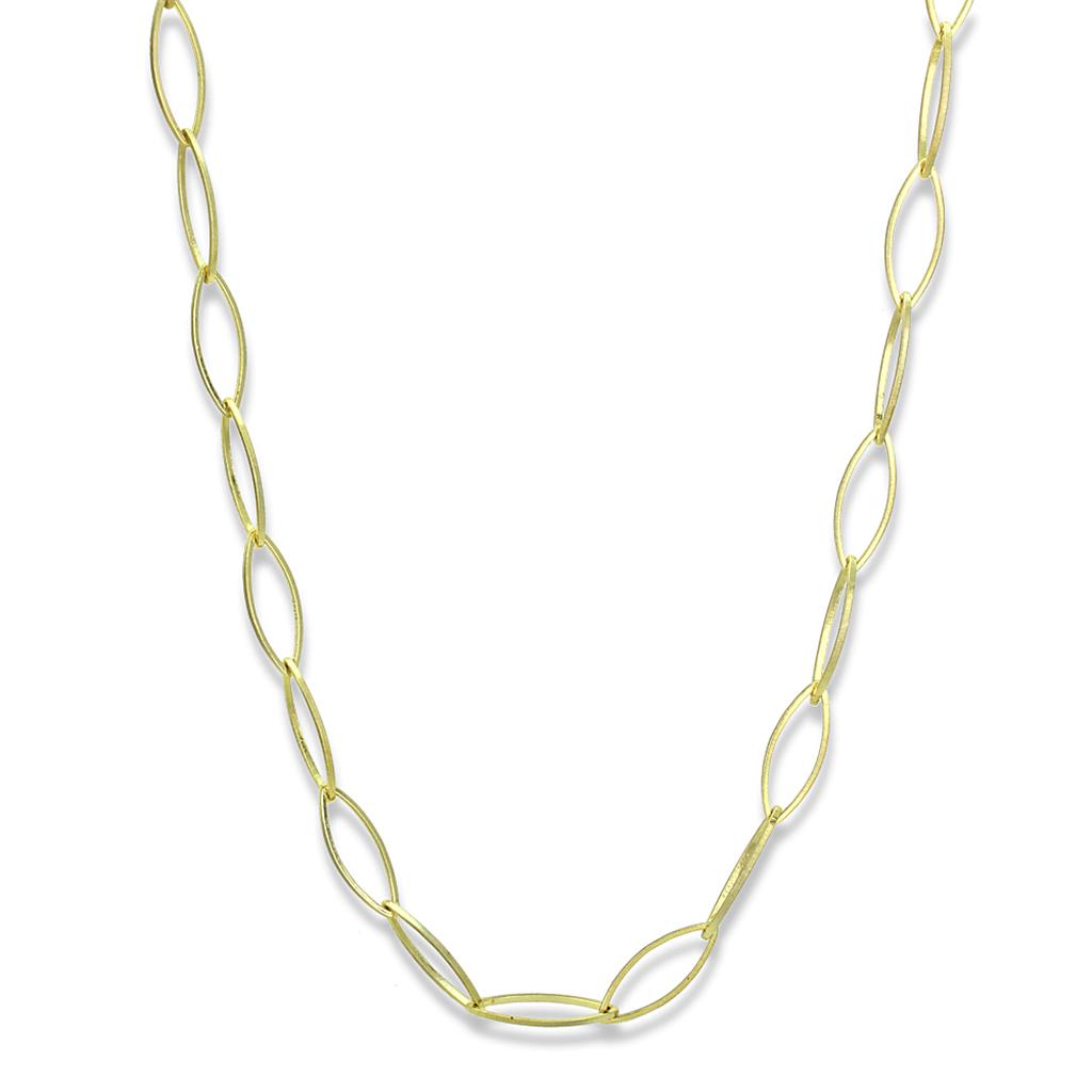 LO3721 Gold & Brush Brass Necklace, featuring a minimalist design with a gold and brushed finish, no stones, and lightweight construction.