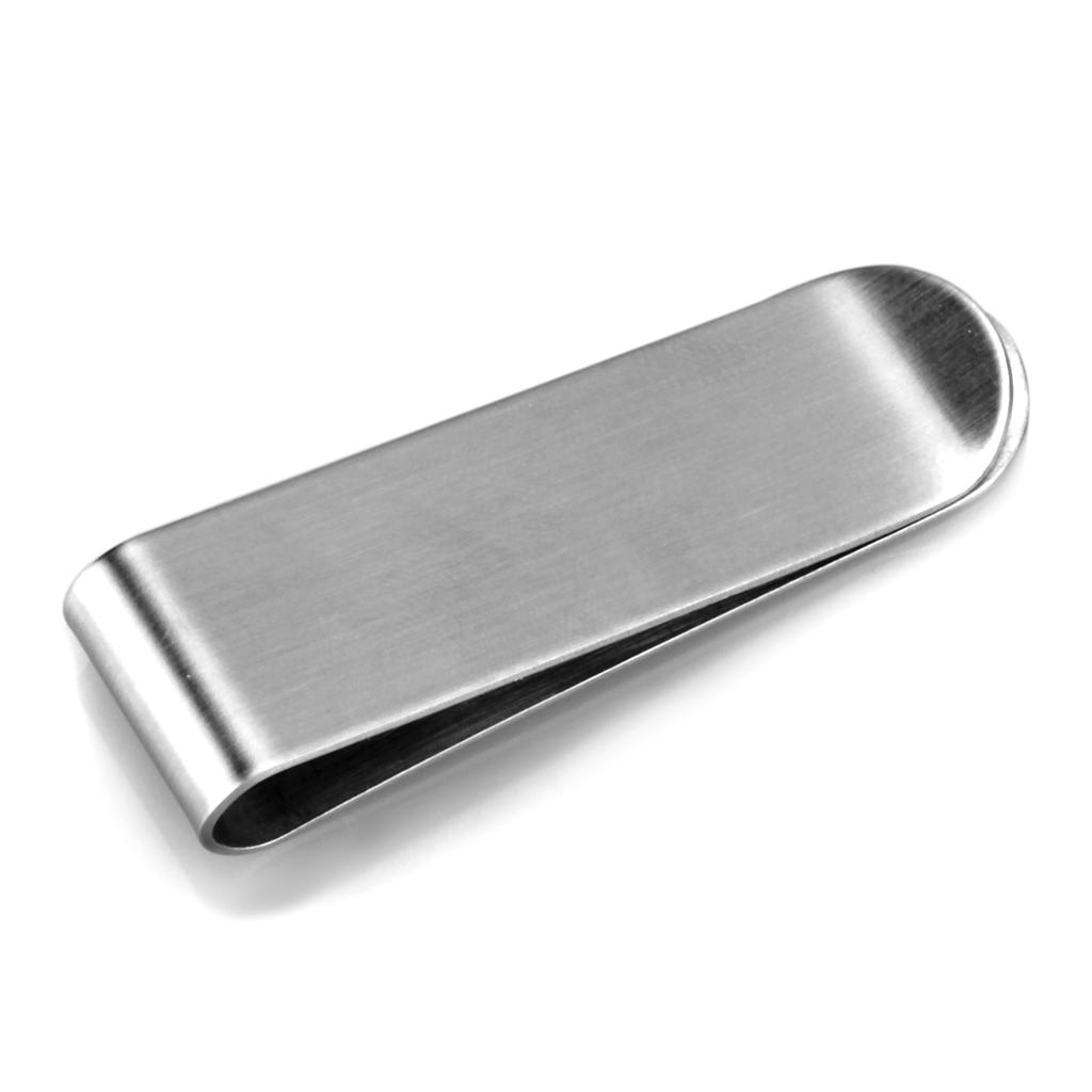 High polished stainless steel money clip with sleek design, lightweight and durable, perfect for secure cash storage.