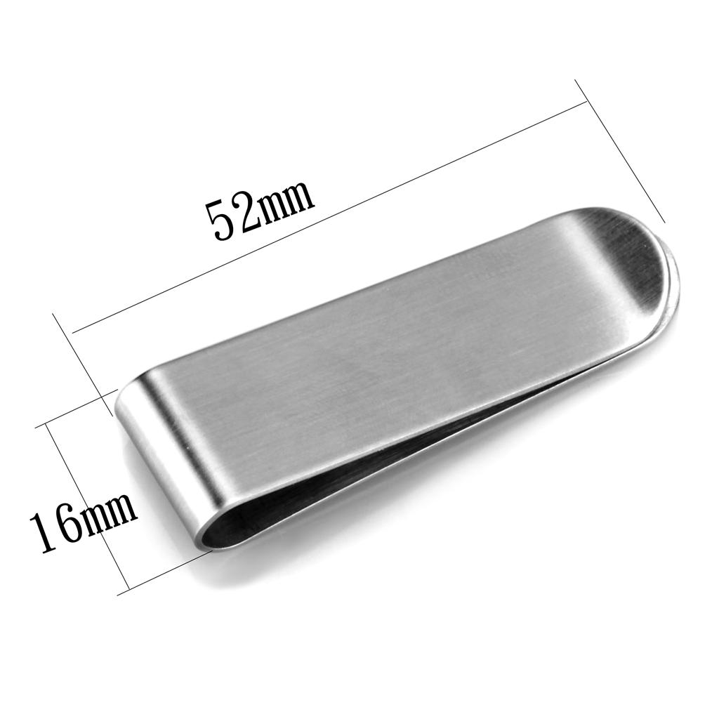 High polished stainless steel money clip with sleek design, lightweight and durable, perfect for secure cash storage.