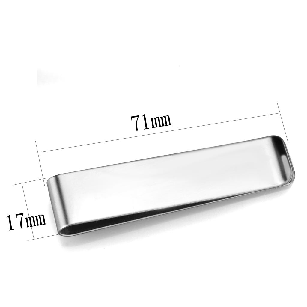 High polished stainless steel money clip with sleek design, ideal for organizing cash.