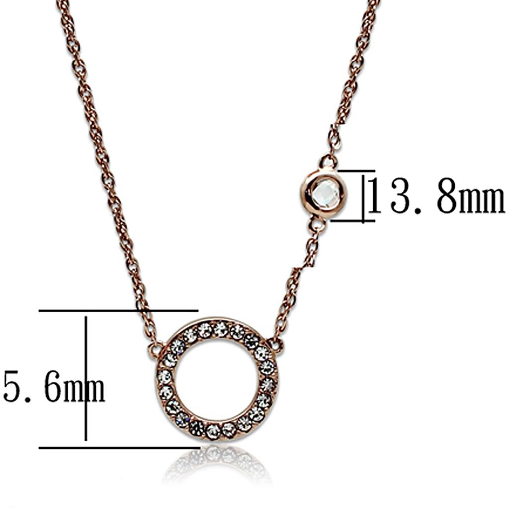 A stunning rose gold brass necklace featuring a clear AAA Grade CZ stone, elegantly designed for versatile wear.