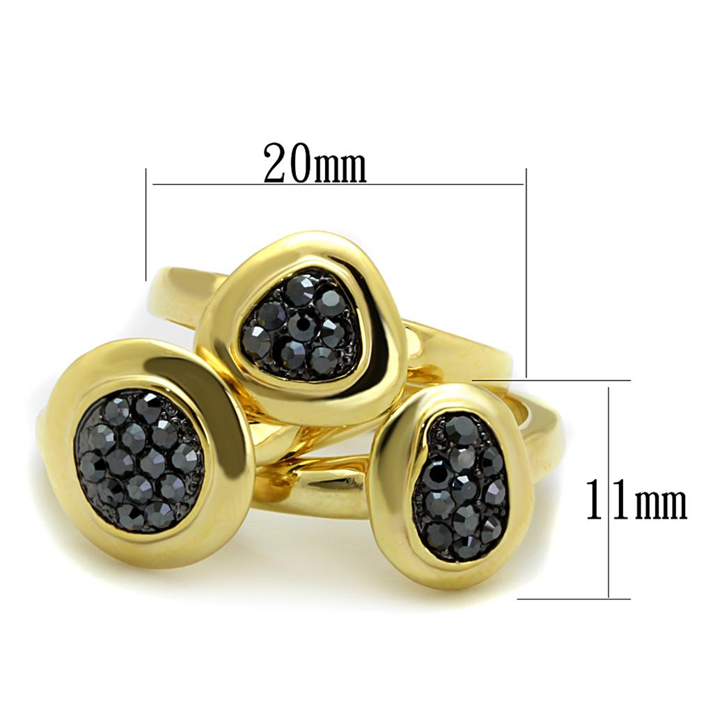 LO3927 Gold Brass Ring featuring a top-grade hematite crystal, showcasing its elegant design and luxurious finish.