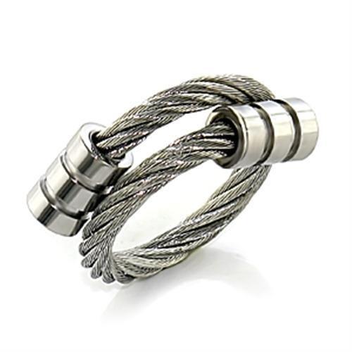 LO395 Stainless Steel Ring with a sleek, polished design, showcasing its minimalist style without any stones.