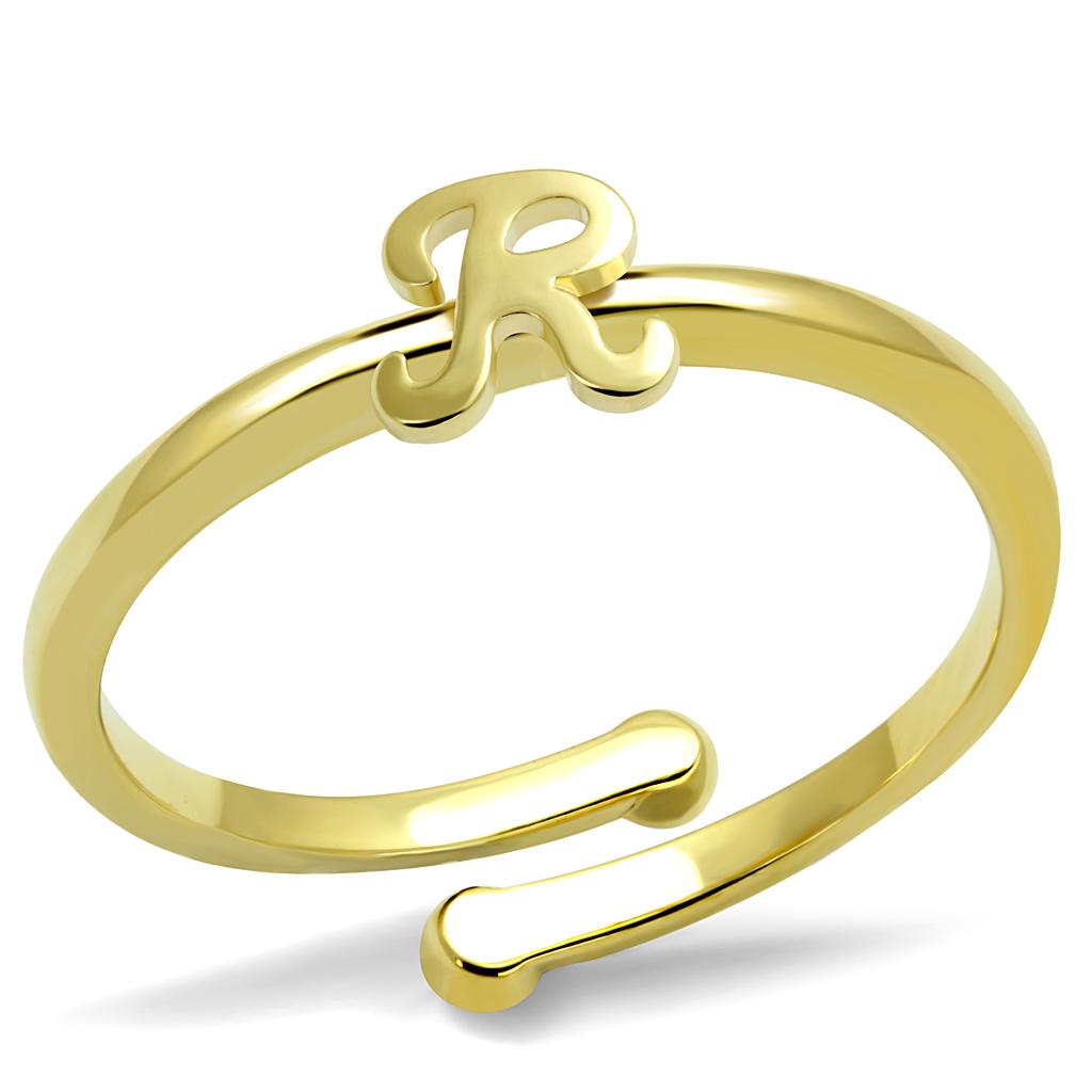 LO3996 Flash Gold Brass Ring with a sleek, minimalist design, showcasing its elegant finish and lightweight structure.