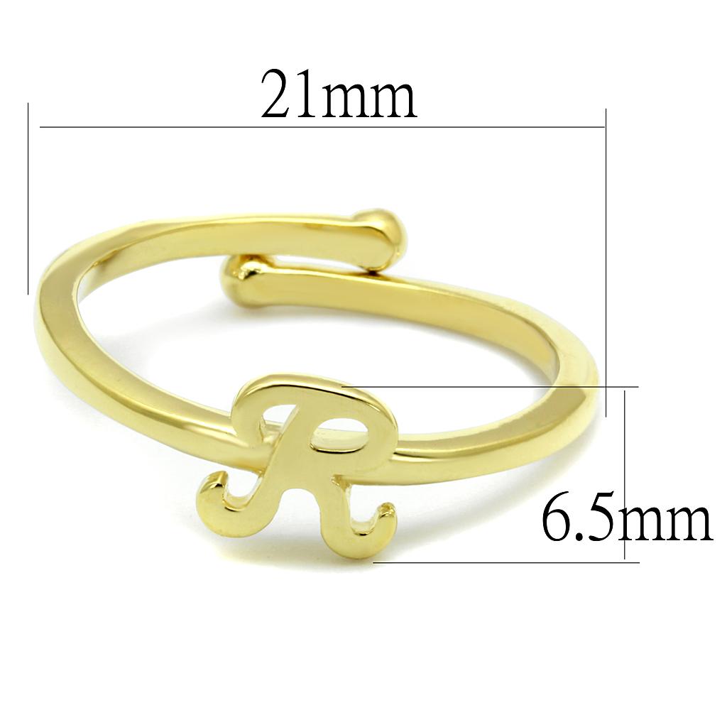 LO3996 Flash Gold Brass Ring with a sleek, minimalist design, showcasing its elegant finish and lightweight structure.