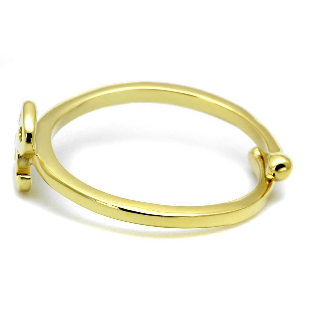 LO3996 Flash Gold Brass Ring with a sleek, minimalist design, showcasing its elegant finish and lightweight structure.