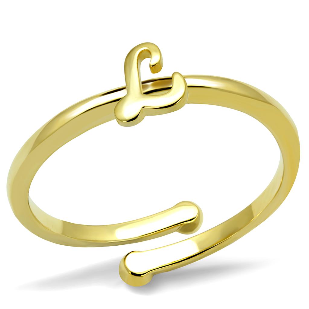 LO3998 Flash Gold Brass Ring with a minimalist design, featuring a shiny gold finish and no center stone, perfect for stacking or solo wear.