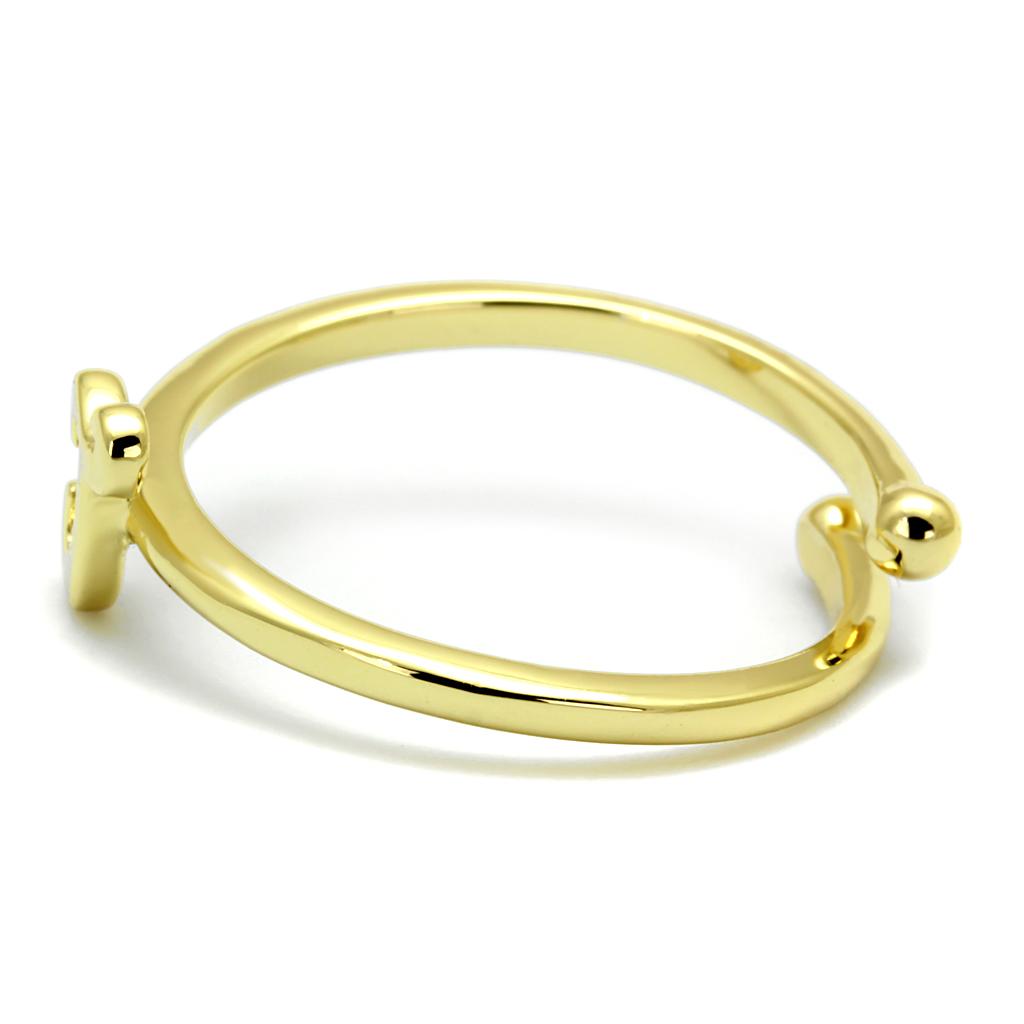 LO4012 Flash Gold Brass Ring with a sleek design, showcasing its luxurious finish and lightweight construction.