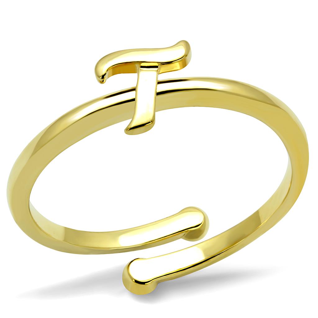 LO4018 Flash Gold Brass Ring with a sleek, minimalist design, showcasing its elegant finish and lightweight structure.