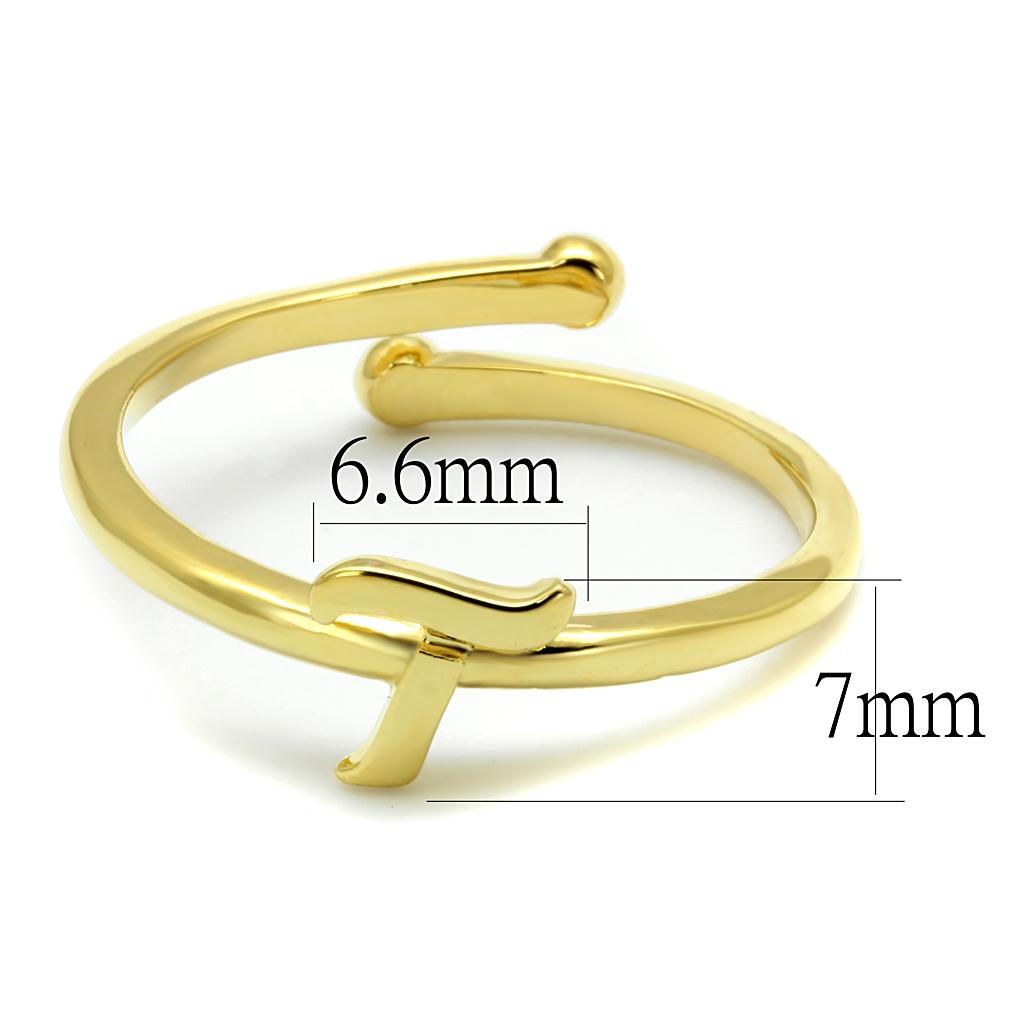 LO4018 Flash Gold Brass Ring with a sleek, minimalist design, showcasing its elegant finish and lightweight structure.