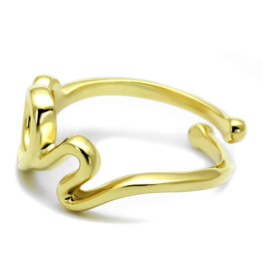 LO4002 Flash Gold Brass Ring with a sleek design, featuring a shiny gold finish and no center stone, perfect for stylish accessorizing.