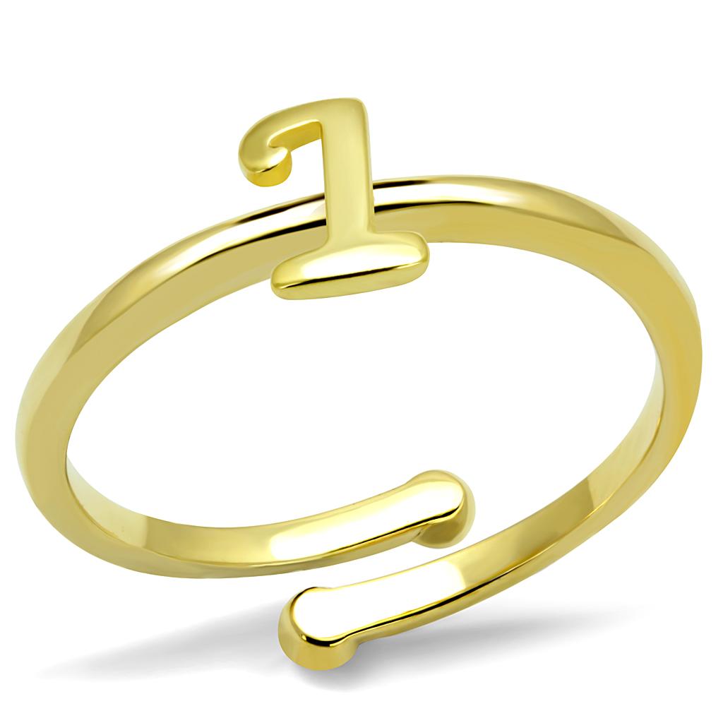 LO4020 Flash Gold Brass Ring with a minimalist design, featuring a shiny gold finish and no center stone, perfect for everyday wear.