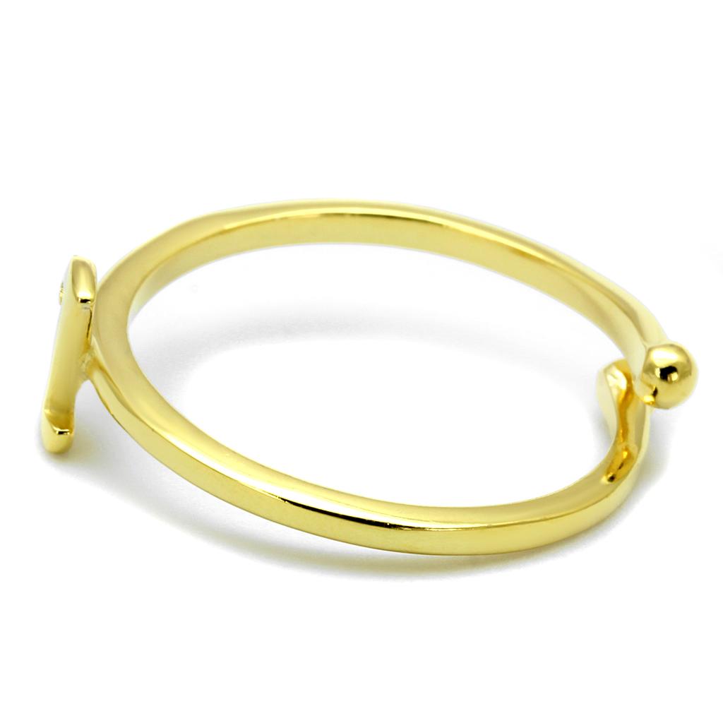 LO4020 Flash Gold Brass Ring with a minimalist design, featuring a shiny gold finish and no center stone, perfect for everyday wear.