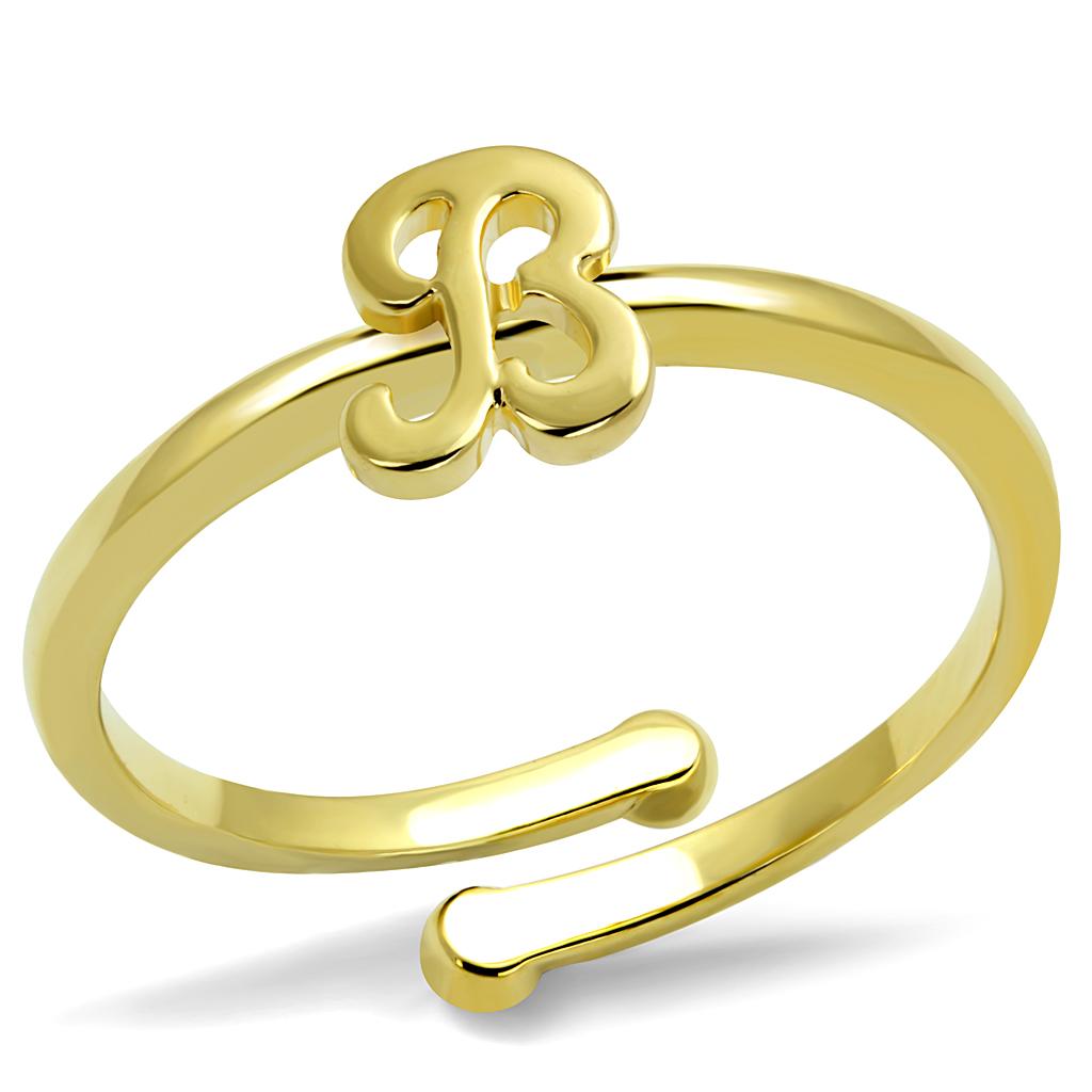 LO4026 Flash Gold Brass Ring with a sleek design, showcasing its shiny finish and lightweight structure, perfect for everyday wear.