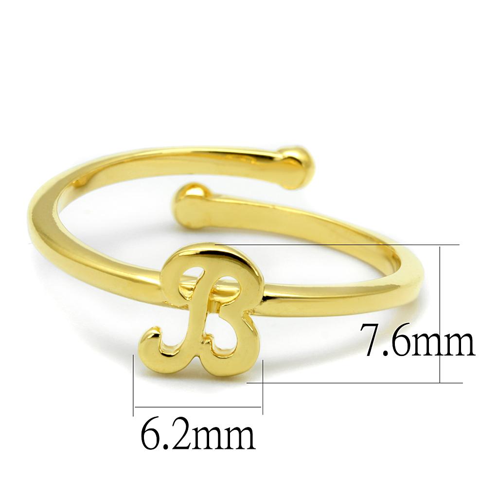 LO4026 Flash Gold Brass Ring with a sleek design, showcasing its shiny finish and lightweight structure, perfect for everyday wear.