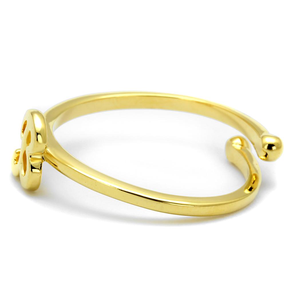 LO4026 Flash Gold Brass Ring with a sleek design, showcasing its shiny finish and lightweight structure, perfect for everyday wear.