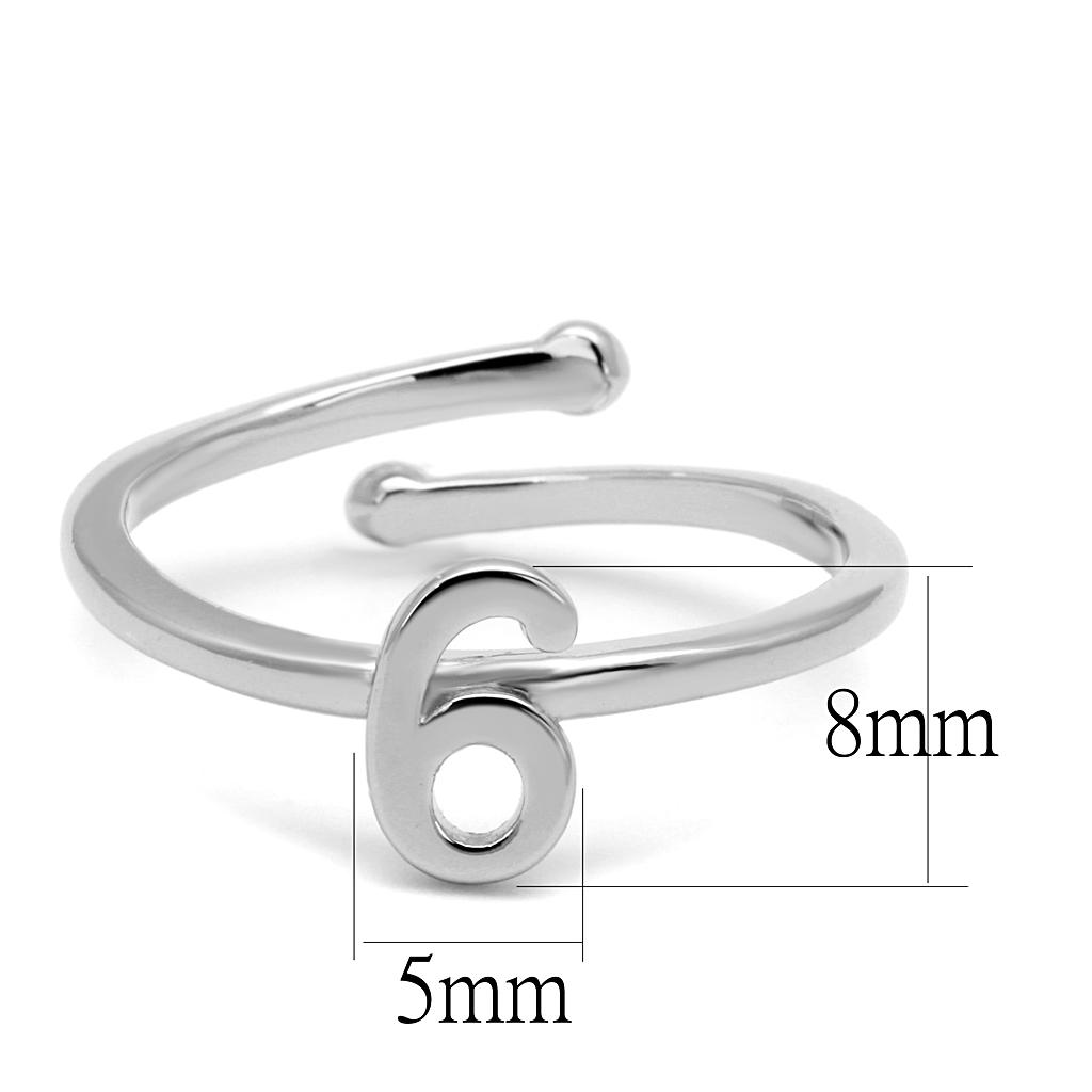 LO4033 Rhodium Brass Ring with a sleek, minimalist design, featuring a shiny rhodium finish and no center stone.