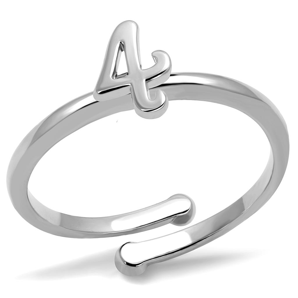 LO4031 Rhodium Brass Ring with a sleek design, featuring a polished surface and no center stone, perfect for everyday wear.