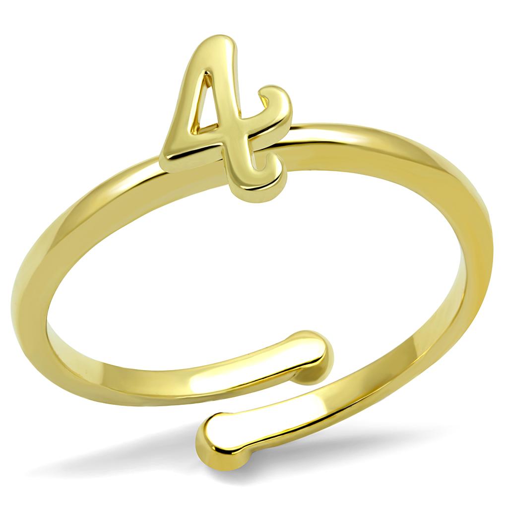 LO4032 Flash Gold Brass Ring with a minimalist design, featuring a luxurious gold finish and no center stone, perfect for any occasion.