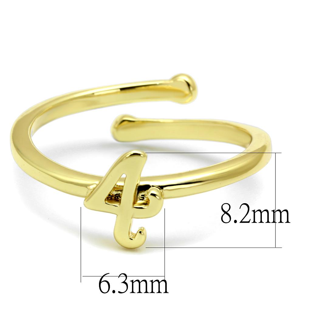 LO4032 Flash Gold Brass Ring with a minimalist design, featuring a luxurious gold finish and no center stone, perfect for any occasion.