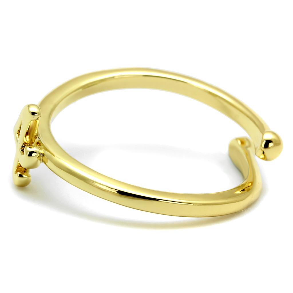 LO4032 Flash Gold Brass Ring with a minimalist design, featuring a luxurious gold finish and no center stone, perfect for any occasion.