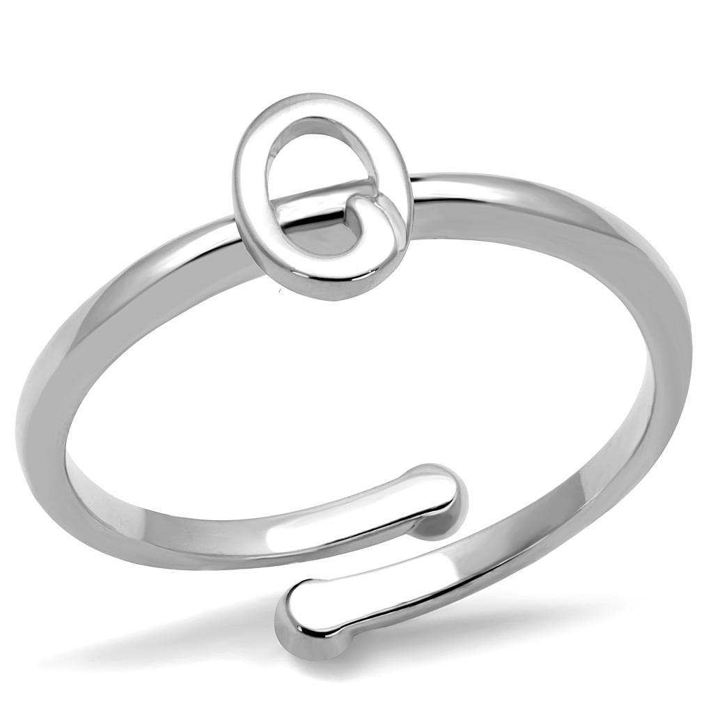 LO4035 Rhodium Brass Ring with a sleek, minimalist design, featuring a shiny rhodium finish and no center stone.