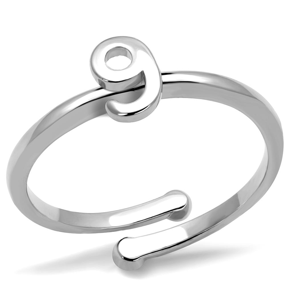 LO4037 Rhodium Brass Ring with a sleek, polished finish, showcasing its minimalist design without any stones.