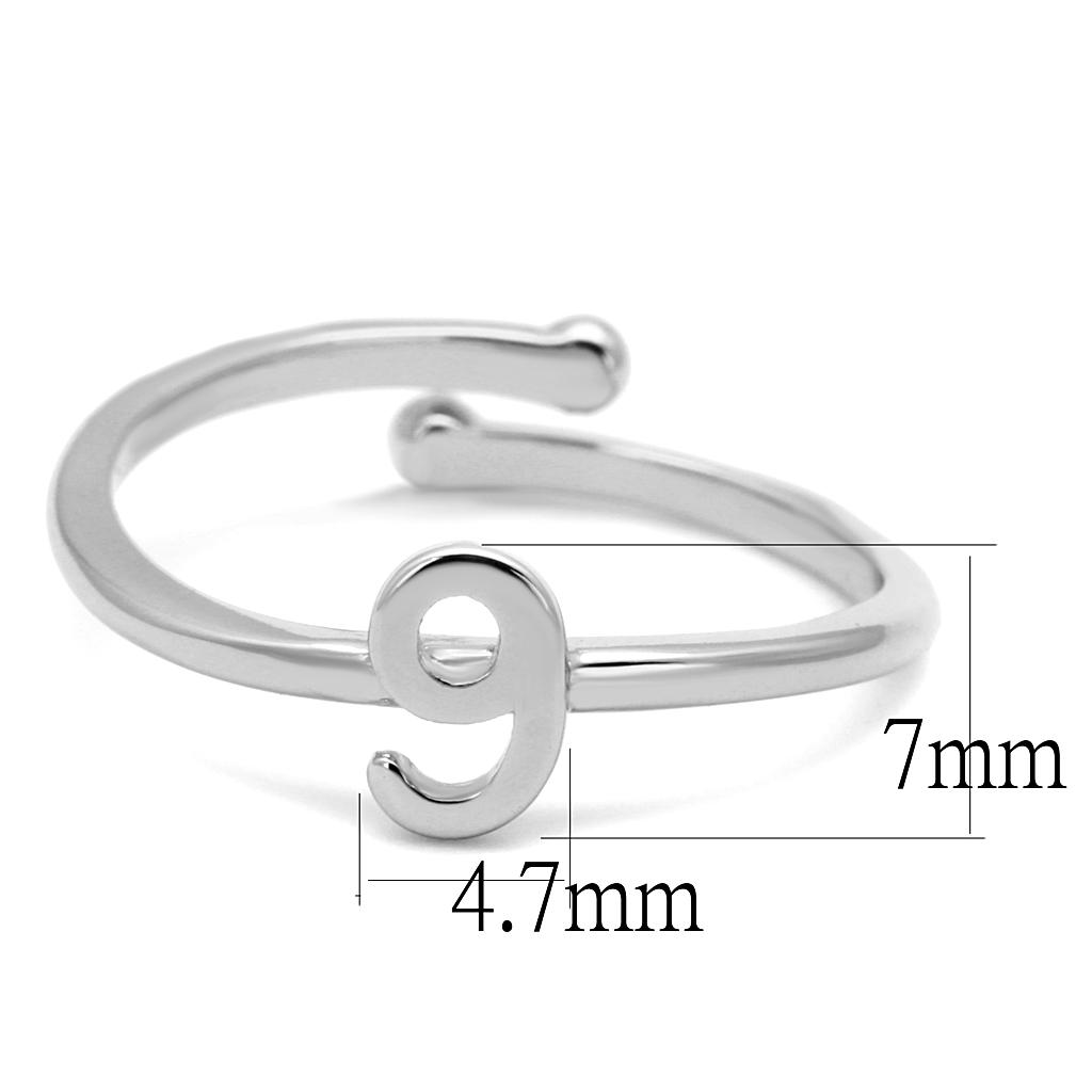 LO4037 Rhodium Brass Ring with a sleek, polished finish, showcasing its minimalist design without any stones.