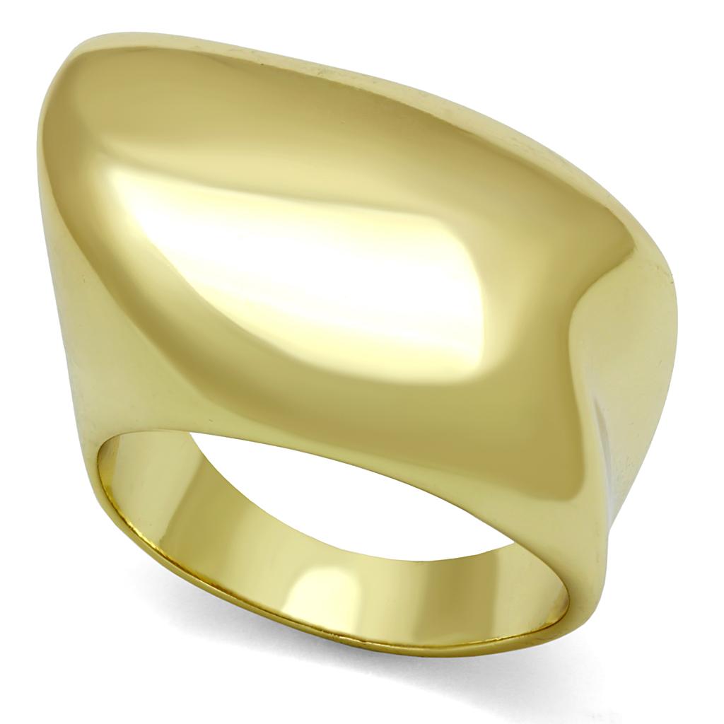 LO4105 Gold Brass Ring featuring a sleek gold-plated design with a smooth finish, perfect for everyday wear.